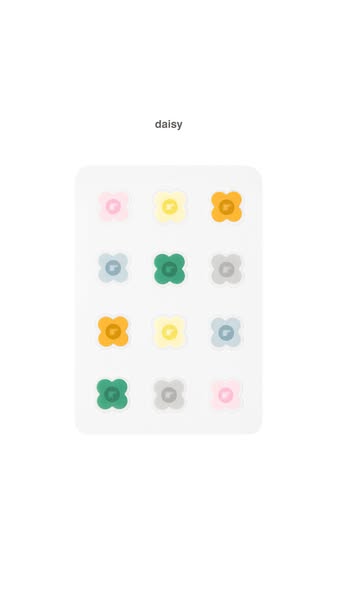 This ad features a product photo of a blister pack with several flower-shaped pimple patches in different colors. The vi