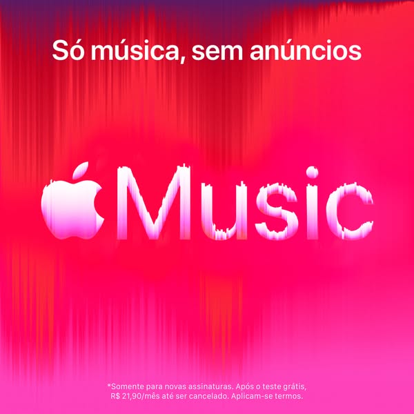 This ad promotes Apple Music, highlighting its ad-free listening experience and subscription offer.