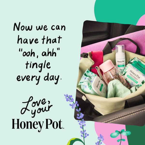 The Honey Pot ad promotes feminine hygiene products, emphasizing the brand's commitment to natural ingredients and d