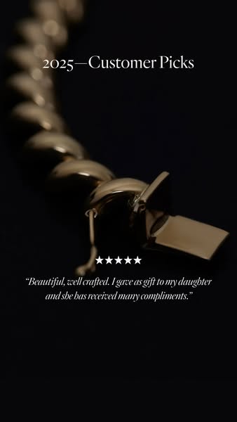 This ad features a close-up of a gold chain bracelet and a customer testimonial, emphasizing the bracelet's craftsma
