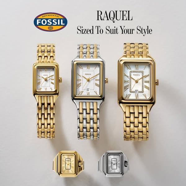 This ad showcases the Raquel watch by Fossil. It emphasizes the watches' ability to suit the customer's personal