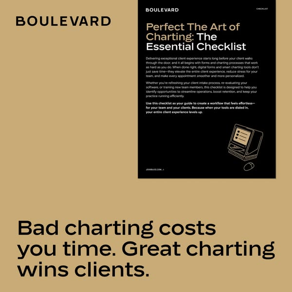 This image ad for Boulevard promotes their 'Perfect The Art of Charting: The Essential Checklist' by highlightin
