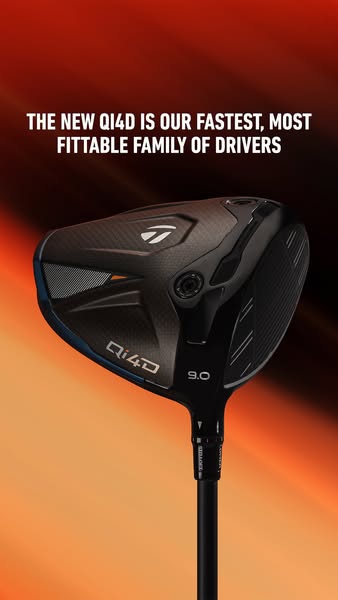 This ad showcases the new Qi4D golf driver, emphasizing its speed and customizability.
