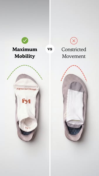 The image ad is a side-by-side comparison that emphasizes the benefits of Alpaca Cloud socks by contrasting them with tr