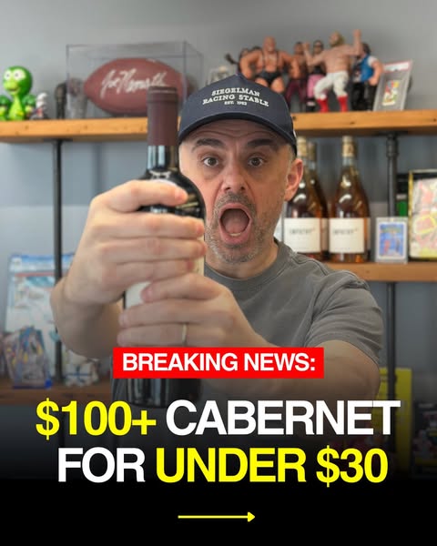 This image ad features a man holding a bottle of cabernet. He looks surprised and the text is touting that you can get $