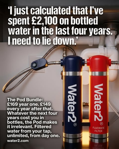 This ad uses a quote from a customer to highlight the amount of money they have spent on bottled water in four years. It