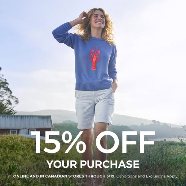 This image ad features a woman wearing apparel from the brand. The ad promotes a limited-time discount on purchases made