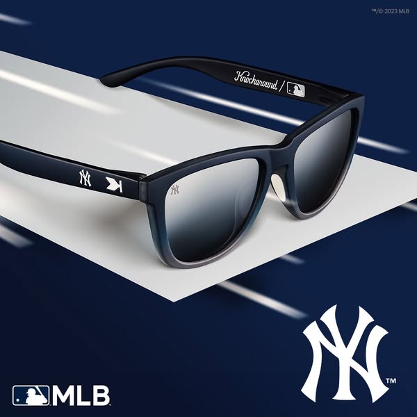 This ad features Knocaround sunglasses that have a New York Yankees theme to them. It's mainly targeted towards fans