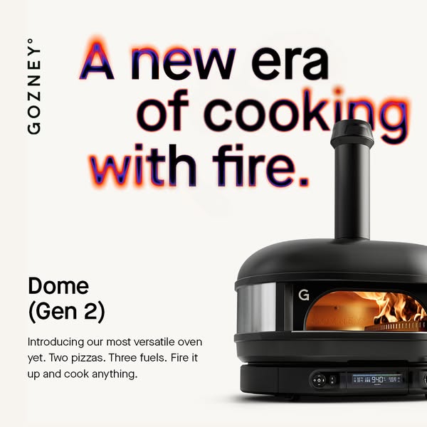 This ad showcases the Gozney Dome (Gen 2) oven, highlighting its versatility and ability to cook various foods using dif
