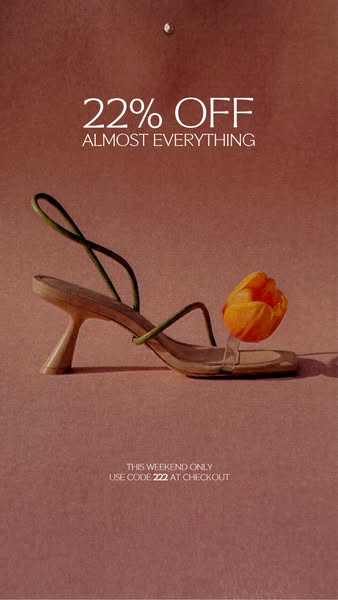 This ad showcases a heeled sandal, innovatively styled with what appears to be a tulip where the toes would be. It highl