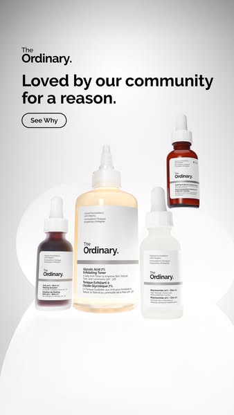 This Meta image ad by The Ordinary features four skincare products and the copy "Loved by our community for a reaso
