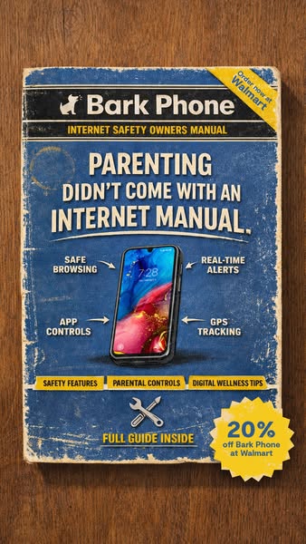 The ad presents a Bark Phone as the solution to the challenge of parenting in the digital age. It uses the visual metaph