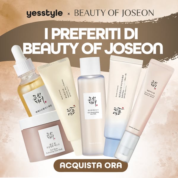 This ad showcases a variety of Beauty of Joseon skincare products, highlighting their collaboration with YesStyle and en