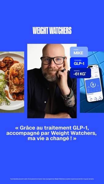 This ad for Weight Watchers features a testimonial from a man named Mike who lost 61kg using the GLP-1 program. The ad a