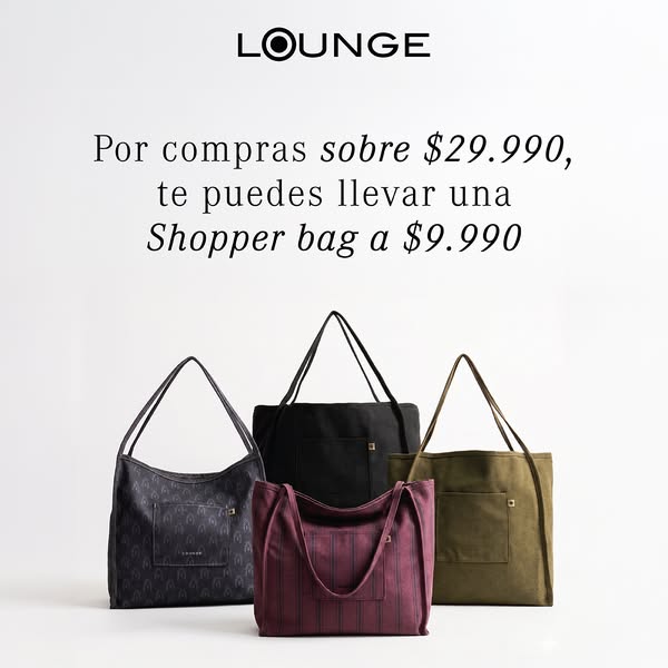 An image ad promoting Lounge's shopper bags with an offer.