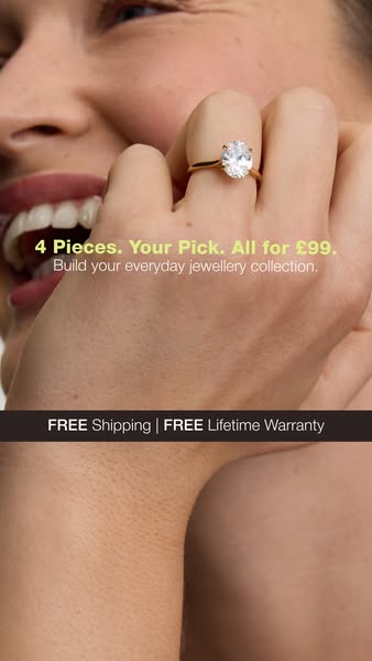 This image ad showcases a close-up of a woman's hand wearing a ring, with accompanying text highlighting the offer o