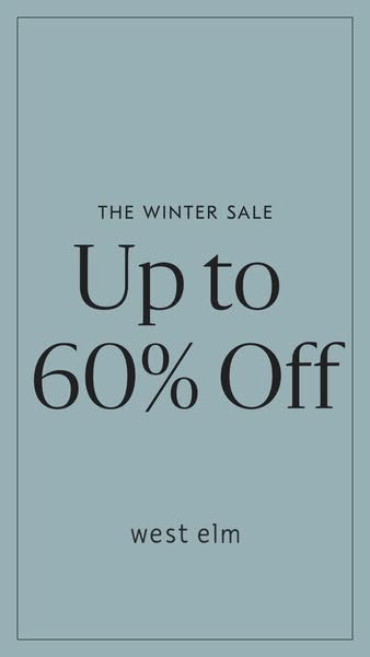 This is a promotional ad announcing a winter sale from West Elm.
