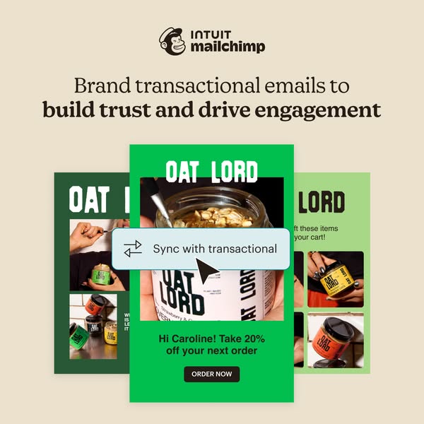 This image ad promotes Mailchimp's transactional email service by showcasing how it can be used to follow up with cu