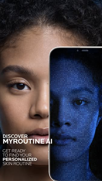 This ad promotes MyRoutine AI, a tool that helps users find a personalized skin routine.