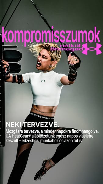 This is an ad for Under Armour activewear, which features a celebrity model. The ad showcases the clothes being worn whi