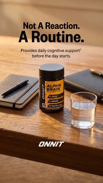 This ad promotes Onnit's Alpha Brain supplement as a means of incorporating cognitive support into a daily routine.