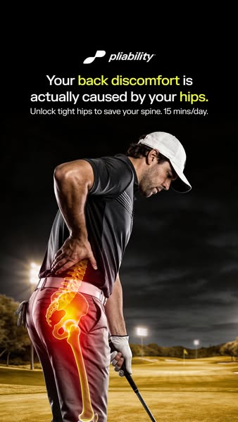 This ad highlights the connection between tight hips and back discomfort and promotes a program that unlocks tight hips 