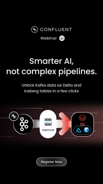 The ad is for Confluent's webinar. The ad claims that it helps create smarter AI, rather than complex pipelines. It 