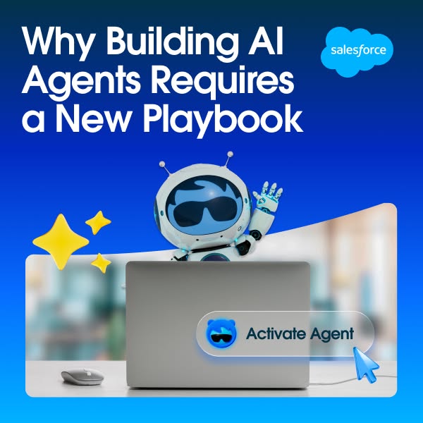 This ad image features an animated robot character appearing from behind a laptop screen on a clean white desk, set agai