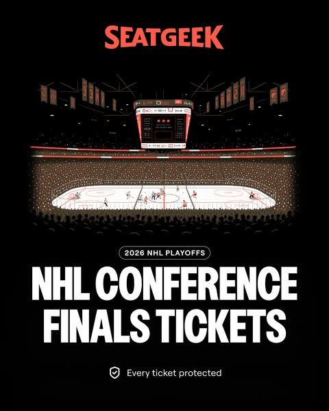 This image ad is designed to promote the sale of tickets to the 2026 NHL Conference Finals through SeatGeek. The ad feat
