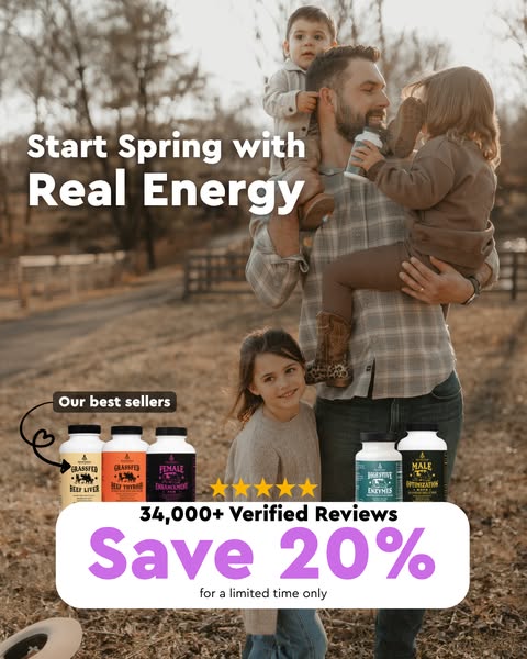 This image ad promotes energy supplements by Ancient Nutrition. It features a father holding his children, surrounded by