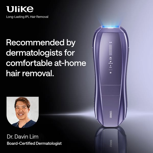 This image ad for Ulike features the IPL hair removal device with an endorsement from Dr. Davin Lim, a board-certified d