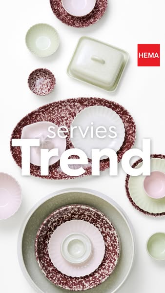 This image ad showcases a variety of plates, bowls, and other serving dishes. The dishes come in a variety of different 