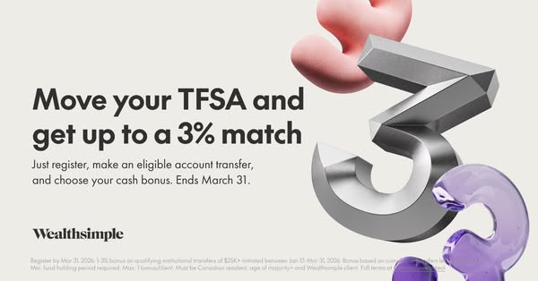 This ad promotes Wealthsimple and encourages users to move their Tax-Free Savings Account (TFSA) to their platform to re