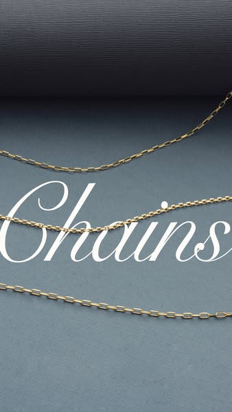 This ad showcases a variety of gold chains against a blue background.