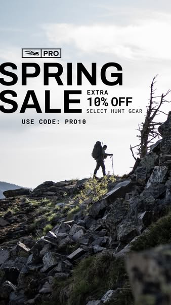 This image ad for Sitka Gear promotes a spring sale with an extra discount on select hunting gear. The ad features a rug