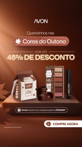 This ad by Avon features a variety of beauty products inspired by autumn and coffee.