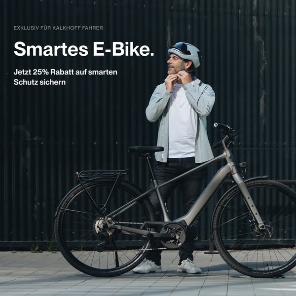 The ad promotes Kalkhoff's smart E-Bike, offering a 25% discount on smart protection gear for Kalkhoff riders.