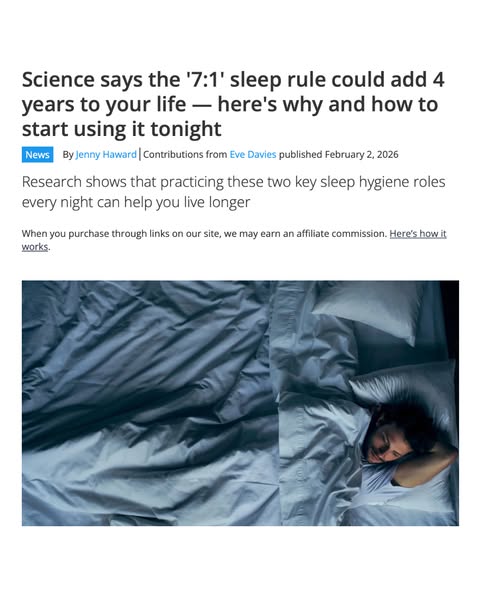 This ad shows the screenshot of an article. The article is about a sleep rule which could potentially add years to one&#