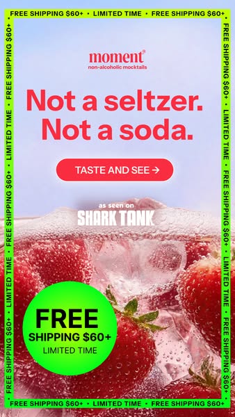 This ad for Moment non-alcoholic mocktails uses a simple, direct approach to communicate its key differentiator (not a s