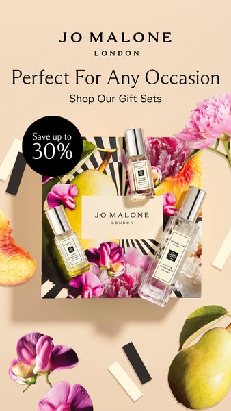 The Jo Malone London image ad showcases the brand's gift sets, emphasizing their suitability for any occasion and of