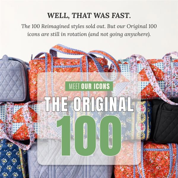 The ad showcases the return of 'The Original 100' collection, highlighting its iconic status and ongoing availab