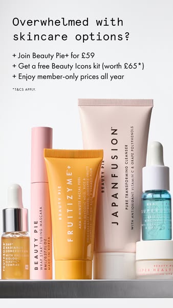 This image ad for Beauty Pie promotes their membership program by highlighting benefits like access to exclusive member-