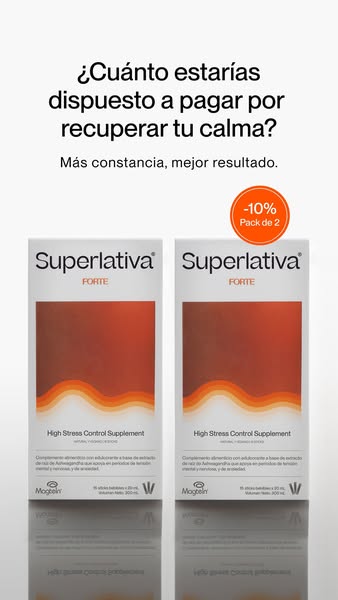 This ad is for Superlativa Forte, a high stress control supplement. The ad features two product boxes and asks the viewe