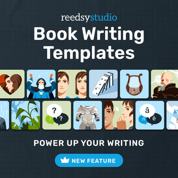 This ad promotes Reedsy Studio's book writing templates, highlighting them as a new feature to power up a user's