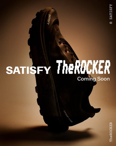 This ad showcases the new running shoe ‘The Rocker’ from Satisfy. The minimalist ad utilizes a single product shot with 