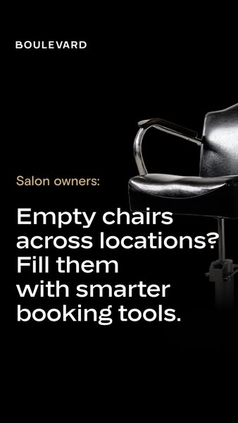This ad targets salon owners, highlighting the problem of empty chairs across multiple locations and offering a solution
