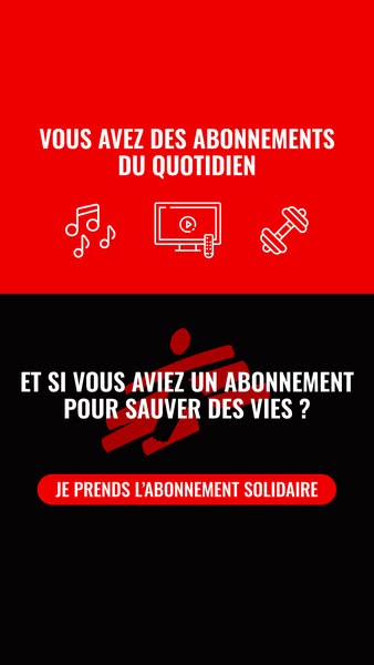 The ad promotes a solidarity subscription, positioned as a way to support life-saving initiatives instead of everyday su