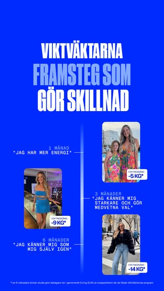 Weight Watchers ad showing progress over time, featuring a woman in three different photos. Each photo has a time frame 