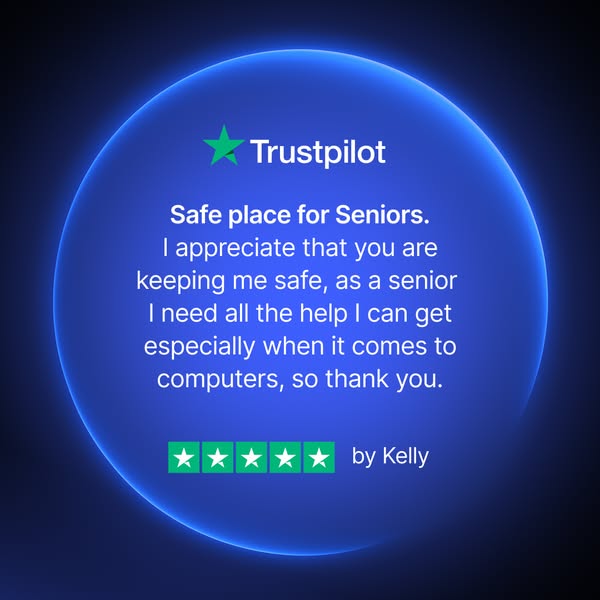 This ad features a customer testimonial emphasizing the brand's safety and helpfulness for seniors, particularly in 