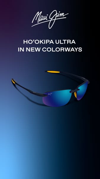 This ad showcases Maui Jim's sunglasses, highlighting their new colorways and stylish design. The ad uses a sleek, g
